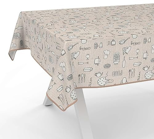 Tischdecke aus Stoff Textil abwaschbar Tischwäsche Tischtuch Baumwolle Polyester Kitchen 100x140cm In-/Outdoor Tischdecke
