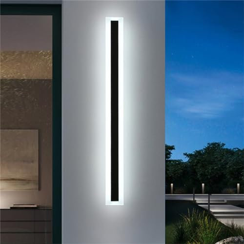 Außenwandleuchten Villa Wandlampe Dimmbar LED Lampe Schwarz Acryl IP65 Wasserdicht Innen Wandleuchten Moderne Streifen Wandleuchte für Gärten/Terrassen/Schlafzimmer/Wohnzimmer (Weiß Licht,200cm 98W)