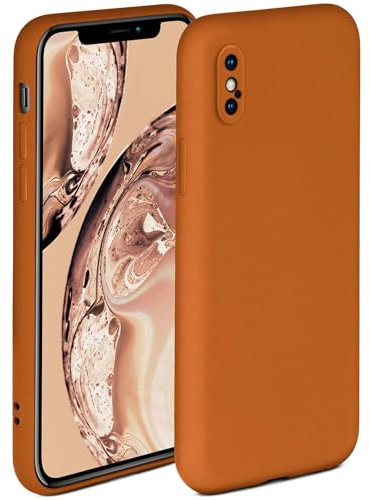 ONEFLOW Cover morbida per iPhone X/iPhone XS Custodia in silicone con protezione della fotocamera, in silicone con maggiore protezione per display, cover posteriore protettiva, cover morbida, marrone