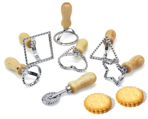 MASUNN 7pcs Keksrand Prägung Edelstahl Cookie Cutter Rad Cookie Die Geprägte Cookie Die