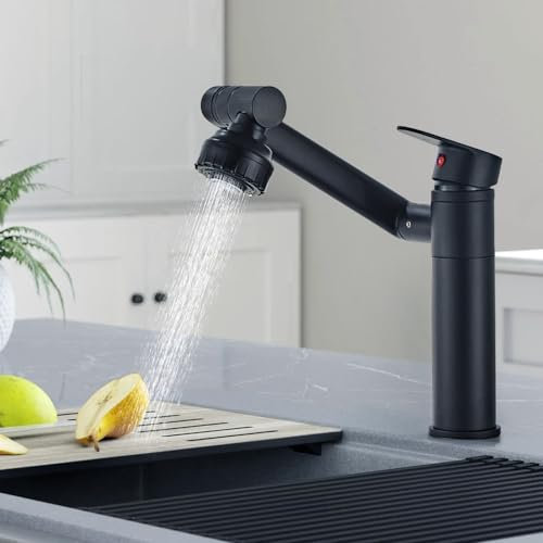 Universeller 360 ° drehbarer Wasserhahn, Wasserhahn Bad, Kaltwasserhahn Gäste WC Waschbeckenarmatur, Warm- und Kaltwasserhahn Für Badezimmer (Schwarz)