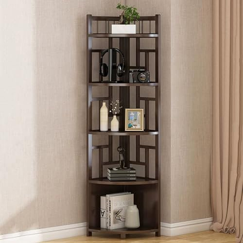 Retro Massivholz Eckschrank Barschrank - Freistehendes Eckregal mit Schrank für Schlafzimmer, Wohnzimmer, Küche & Bad Dekor - Vielseitige Aufbewahrung Display Rack