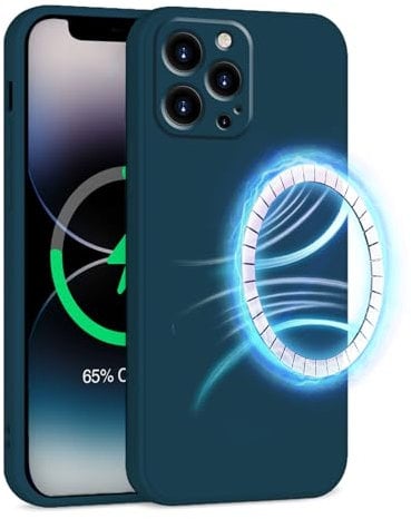 INZ Mag-Safe Magnetic iPhone 12 Pro Max Case 6.7-Inch Dark Blue Liquid Silicone Gel Rubber Anti Scratch Resistant Soft Slim Protective Cover Protect Compatible for iPhone 12 Pro Max