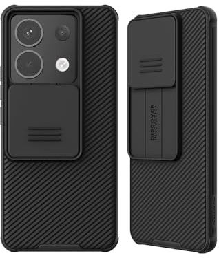 Xiaomi Redmi Note 13 Pro 5G Case with Slide Camera Cover, Slim Stylish Slip Shockproof Protective CamShield Case for Redmi Note 13 Pro 5G Black