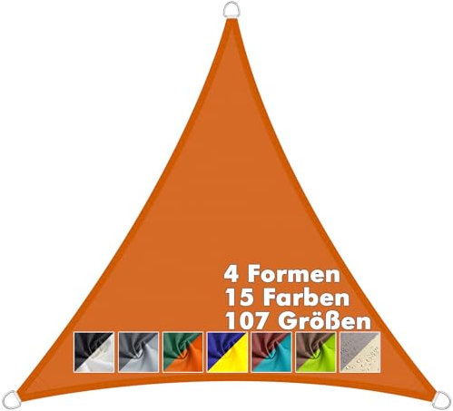 Aiyaoo Sonnensegel Dreieckig 4x4x4m Wasserdicht im Viele Größe und Farben, PES Polyester, Sonnenschutz 95% UV Schutz, Reißfest Wetterfest für Terrasse Garten Balkon- Orange