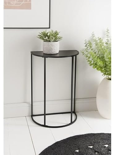 Home Collection New Semi Black Metal Tall Plant/Console Table Side Table Display Stand Easy self assembly W40 x D24 x H58cm - Black