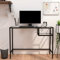 Bulliing Scrivania per Computer Trasparente 100x36x74 cm in Vetro,Scrivania con Libreria Tavolo da Lavoro Porta Pc Computer Struttura e Piano in Legno MDF Arredamento Casa Ufficio Cameretta