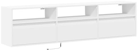 vidaXL Mueble de TV de Pared con LED Blanco 180x31x45 cm, Mueble Flotante para TV, Armario de Pared, estantería para TV, Mueble Colgante para TV