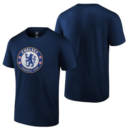 Icon Sports Offiziell lizenziertes Chelsea-FC-Wappen Unisex-Erwachsenen-Baumwoll-Shirt – Chelsea Football Club Fußballbekleidung