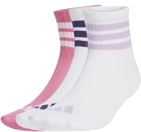adidas Unisex Kinder RIBBED 3PP SOCKS, White/White/Pink Fusion, 6.5-8