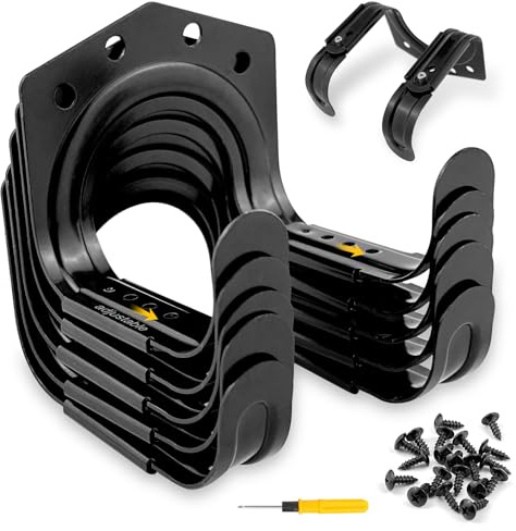 GZcaiyun 5 ganchos telescópicos para herramientas de jardín, para garaje, jardín, cobertizo de bicicleta, con 20 tornillos, 1 destornillador (negro)