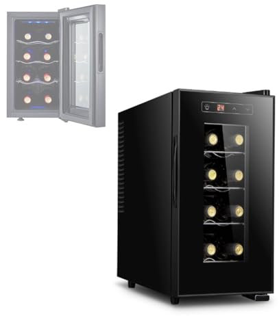 8 Bottle Electronic Wine Bar, 4 4-layer Vertical Electronic Wine Cooler, 11-18℃ Temperature Control, With LED Lighting & Sink, Small Home Bar Wine Cellar