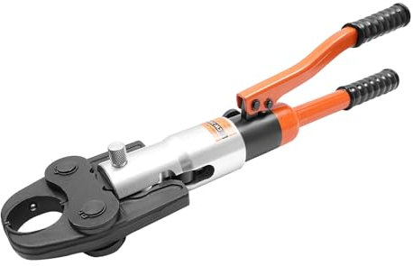 10T Presszange,V 12-28mm Hydraulik Crimpzange mit 360° Drehbarem Kopf,Zangenkopf max. Breite 58 mm,Zangenkopflänge 13 cm,Tragbar Rohrpresszange für PEX-Rohre, PB-Rohre, Kupferrohre