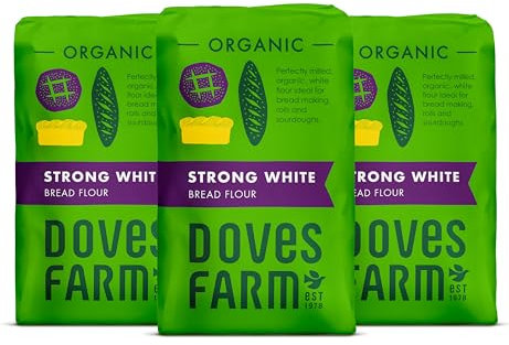 Doves Farm Organic Strong White Bread Flour 1.5kg - Pack of 3 | 100% Organic, Vegan, Kosher & Dairy-Free | Ideal for Bread, Sourdough, Rolls, Bread Machines | No Nuts, Eggs or Milk