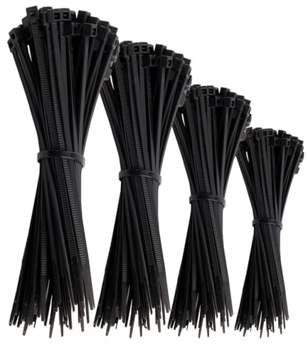 Offgridtec Kabelbinder Nylon 66, 18 kg Zugfestigkeit (400 Stück, schwarz) | UV- und wetterbeständig, dreifache Arretierzähne, für DIY, Werkstatt & Büro, Längen 100, 150, 200 & 300 mm