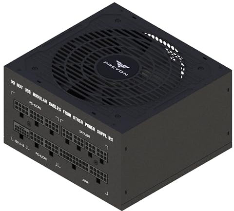 PREYON Eagle Power Gaming 750–1000W Alimentation 80+ Gold – Modulaire, Silencieuse, Compacte, pour Gamers & Créateurs, Support GPU 600W, Condensateurs Japonais, Haute Efficacité, Design Premium