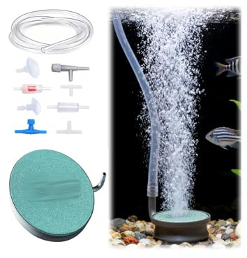 VOSSOT 38mm Sprudelstein Aquarium Luftausströmer, Aquarium-Nano-Luftstein für Aquarien, Aquarium Ausströmer Set Sehr Leise Geräuschloser Diffusor Nano-Blasen-Stein für Teiche Aquarien Fisch Tank