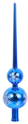 Cabilock Vintage Weihnachtsbaumspitze Gourd-Form Kunststoff Blau mit Schneeflockenmotiv Leichte Kompakte Baumspitze für Indoor Weihnachtsdeko Wiederverwendbar für Büro und Festtagsfeiern