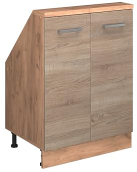 Vicco Dachschrägenschrank Rion, Sonoma/Goldkraft Eiche | B60 x T46 cm, mit 2 Türen, platzsparend für Dachschrägen