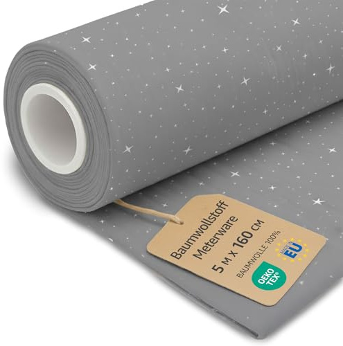 Stoff Meterware Baumwollstoff 5 M x 160 cm - Stoffe zum nähen aus reine baumwolle fabric futterstoff dekostoff für patchwork canvas und sewing nähstoff Oeko-Tex Galaxie