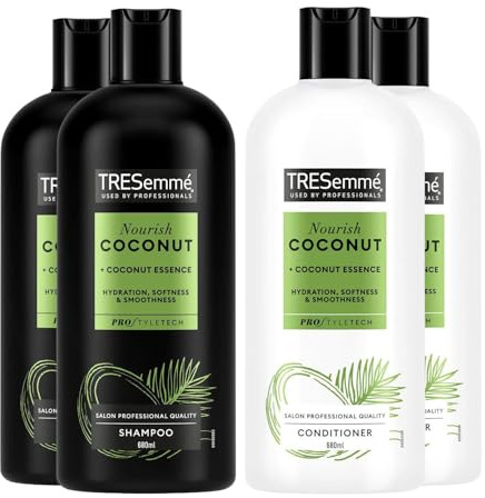 TRESemmé 2x Shampoo & 2x Conditioner Bundle 680ml Each | Nourish Coconut Hair Care Set | Hydrating & Nourishing Formula with Coconut Essence for Soft, Smooth & Healthy-Looking Hair