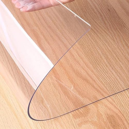 Schreibtischunterlage Transparent 60×80cm 60×120cm 80×140cm PVC Unterlage Bodenschutzmatte 1mm Dick Bürostuhl Unterlage Tischmatte für Büro und Zuhause(Transparent - 1 mm,50x140cm)