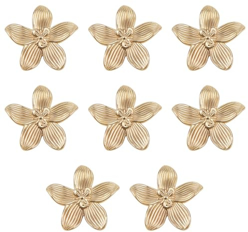 DONGKER Lot de 4 Ou 8 Boutons de Placard a Fleurs Dorées,Poignées Placard en Laiton Doré Floral,Style Vintage,pour Tiroirs,Salles de Bain,Meubles,Coiffeuse,Placards,Commodes