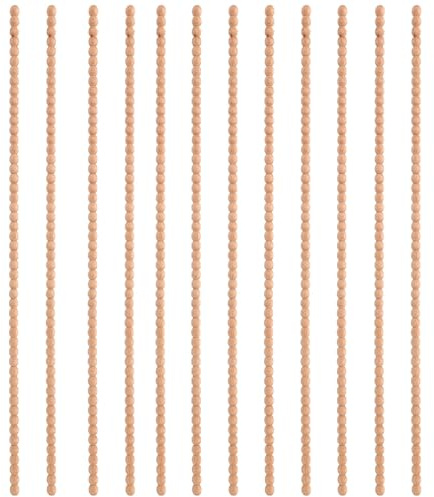 12pcs Beaded Wood Trim Molding, 40cm/15.75in Unfinished Half Round Wooden Beads Decorative Bobbin Trim for DIY Home Decor Wall Cabinet Shelf Window & Door