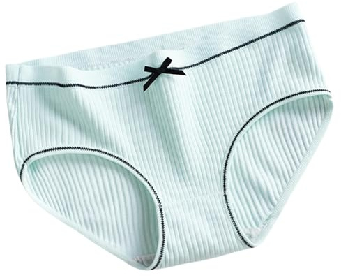 YMXLWHBD Bragas Ropa Interior De Mujer Canalé 3 Piezas, Calzoncillos Talla Grande Algodón Acanalado -Verde Leche-m