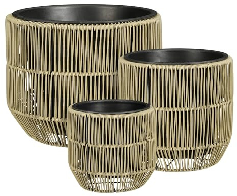 MICA Decorations Peta Blumentöpfe – Set von 3 – Pflanzentopf für Blumen und Außenpflanzen – Für den Außenbereich – Grün