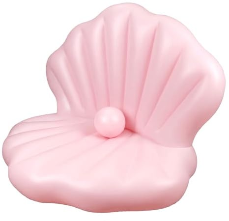 BOXOB Bouée Piscine Coquillage 144cm, Bouée Plage Géante Gonflable Renforcée en Forme Coquillage avec Boule Perle pour Bronzer Enterrement Vie Jeune Fille Décoration Fête Piscine