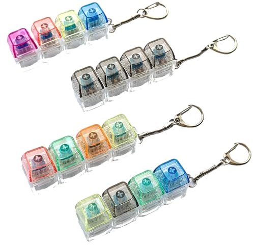 4PCS Keyboard Fidget Toy, Fidget Keyboard Clicker with Keychain, Clicky Fidget Toy Transparent Keychain Keyboard Clicker for Adults, Portable Funny Sensory Anxiety Relief Gadget