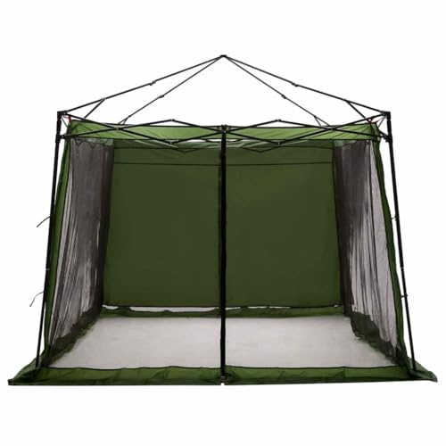 Mhdvray Innenzelt mit Dach und Schattenwall, 303 x 303 x 196 cm, Faltpavillon aus TAFT für 6 Personen, Pavillon-Zelt für Garten und Camping, inklusive Heringen und Tragetasche, Grün