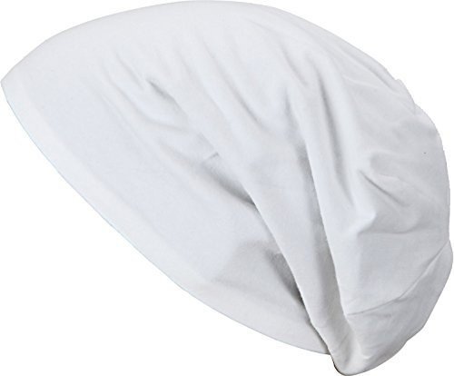 York Jersey Long Beanie Wende Mütze aus Baumwolle elastisch - Zwei Farben (weiß/schwarz)