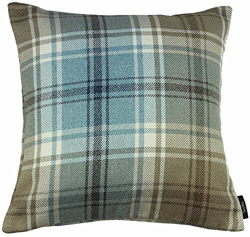 McAlister Textiles Angus | Kissenbezug für Sofakissen in hellem Blau | 43 x 43cm | gewobenes Kariertes Tartan Muster | schottischer Landhausstil