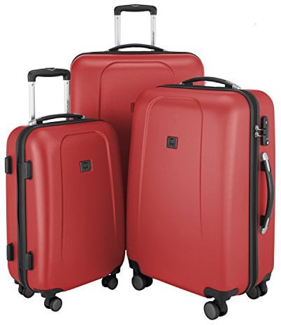 HAUPTSTADTKOFFER - Wedding - 3er Koffer-Set Trolley-Set Rollkoffer Reisekoffer, TSA, Doppelrollen, (S, M & L), Rot