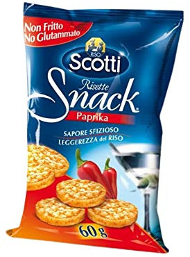 Riso Scotti - Risette Snack di Riso alla Paprika - Snack Gallette di Riso Senza Glutine Bio, Non Fritto, No Glutammato - 60 gr