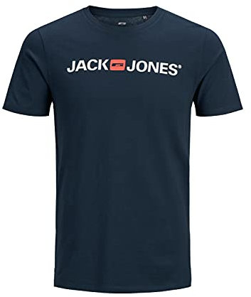 JACK & JONES Herren Jjecorp Logo Tee Crew Neck Noos T Shirt, Blau (Navy Blazer Detail: Slim Fit), S