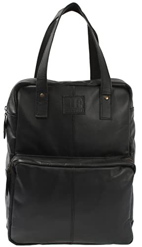 LECONI Rucksack retro Lederrucksack Freizeitrucksack Vintage-Look Wanderrucksack backpack modern für Damen & Herren echtes Leder 28x37x13cm schwarz LE1019-wax