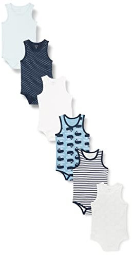 Care Body NS - AOP (6-pack), Body Senza Maniche Bimbi 0-24, Blu Deep Skye Blue (720), 6-9 mesi