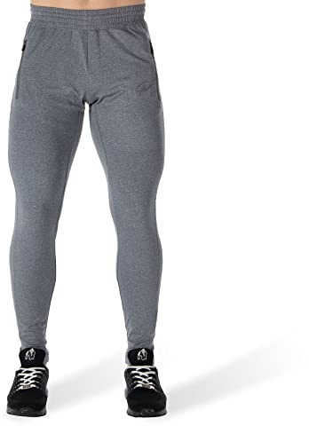Gorilla Wear Glendo Trainingshose - hellgrau - leichte Jogginghose mit Logo Aufdruck bequem zum Sport Alltag Freizeit Workout Training Atmungsaktiv aus Polyester Elasthan, XL