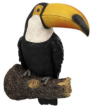 Tukan Ornament Skulptur aus Kunstharz, Vogel Skulptur Baumfigur Gartenfigur für Garten Balkon Baum