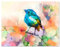wandmotiv24 Leinwandbild Kunst, Querformat, Vogel sitzt auf AST, Pastell, Tiere M0408