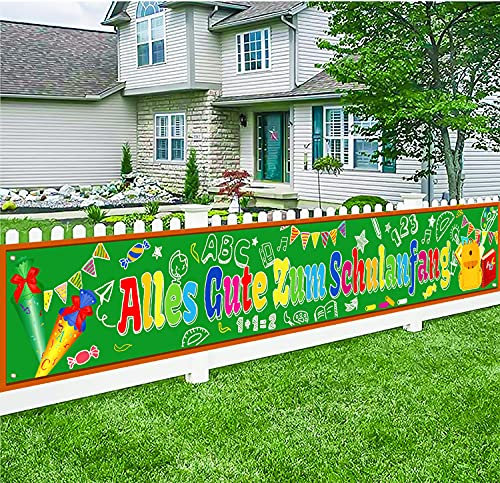 Alles Gute Zum Schulanfang Banner, Einschulung Girlande Banner + 30M Wimpelkette, Schuleinführung Banner Deko Schulkind Girlande Schulanfang Deko für Kinder Jungen