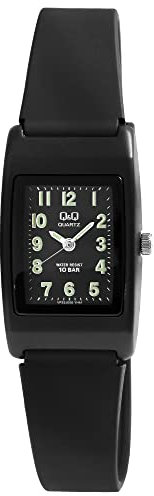 Q&Q Damen-Uhr Kunststoff Dornschließe Leuchtzeiger 10 Bar Analog Quarz VP33J006Y