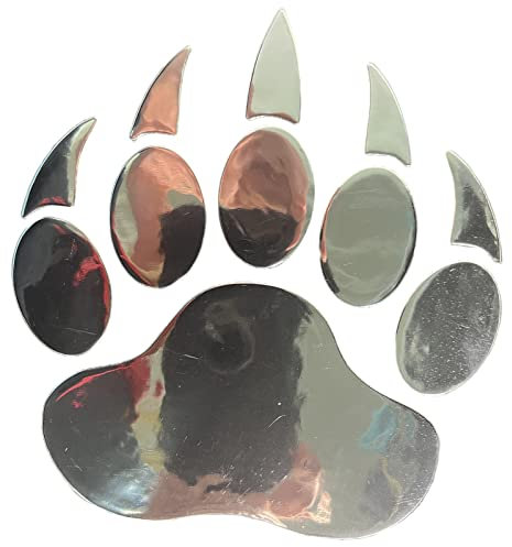 NewL 3D-Aufkleber, Motiv: Bärenpfote, Fußabdruck, Chrom, Autoemblem, Dekoration (Silber)