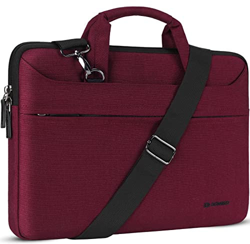 DOMISO 17 Pouces Imperméable Housse de Protection Ordinateur Portable avec Port de Chargeur USB Externe Sacoche Bandoulière pour 17-17.3 Notebook/Lenovo/HP/Dell/ASUS,Fuchsia