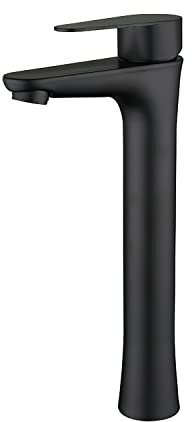 COMVIDA Haut Robinet de Salle de Bain,Acier Inoxydable Mitigeur de Salle de Bain,Moderne Noir Mat Robinet Lavabo Monotrou Lave-Mains Aérateur Démontable,Eau Chaude et Froide Disponible,CV-10042-N