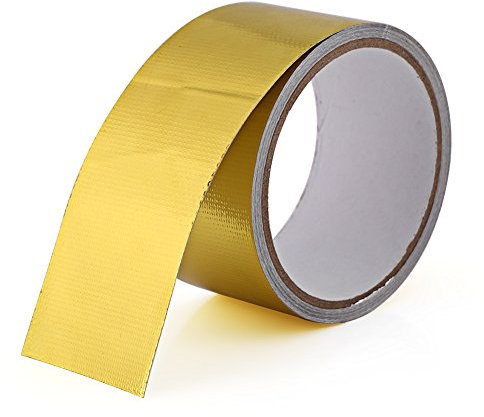 TKSE Car Heat Shield Tape, 1 Roll Car Aluminum Foil Adhesive Reflective Gold Heat Shield Resistant Wrap Tape 2 x 16Ft(5M*5Cm)