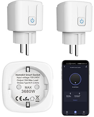 Smart Plug WiFi Steckdose:Intelligente Steckdose kompatibel mit Apple HomeKit,Siri,Alexa,Google Assistant,Sprach- und App-Fernbedienung,WiFi-Stecker mit Timer/Zeitplan (2-Pack)
